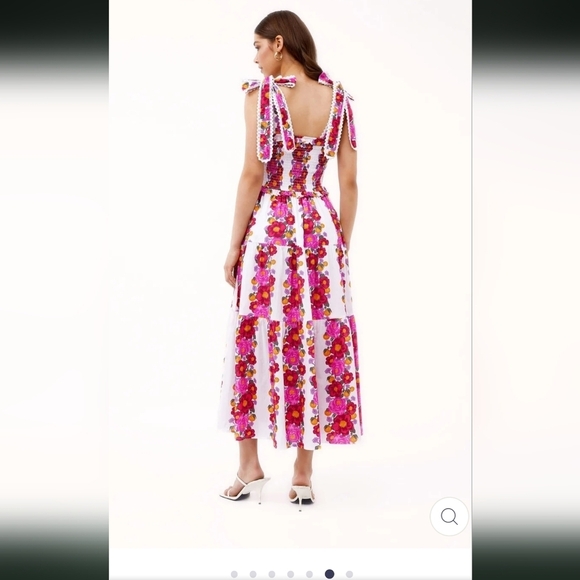 Beyond by Vera Maxi Pink Floral Dress Mia Villa Rose Small 100% Cotton - Picture 2 of 10